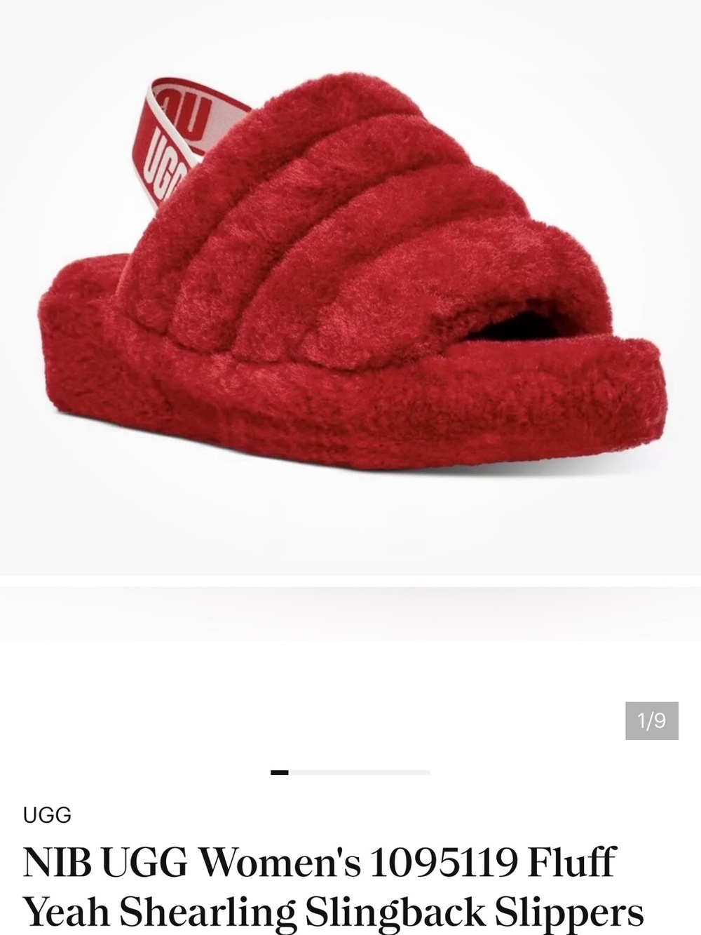 UGG Fluff Slingback Shearling Slide - Red